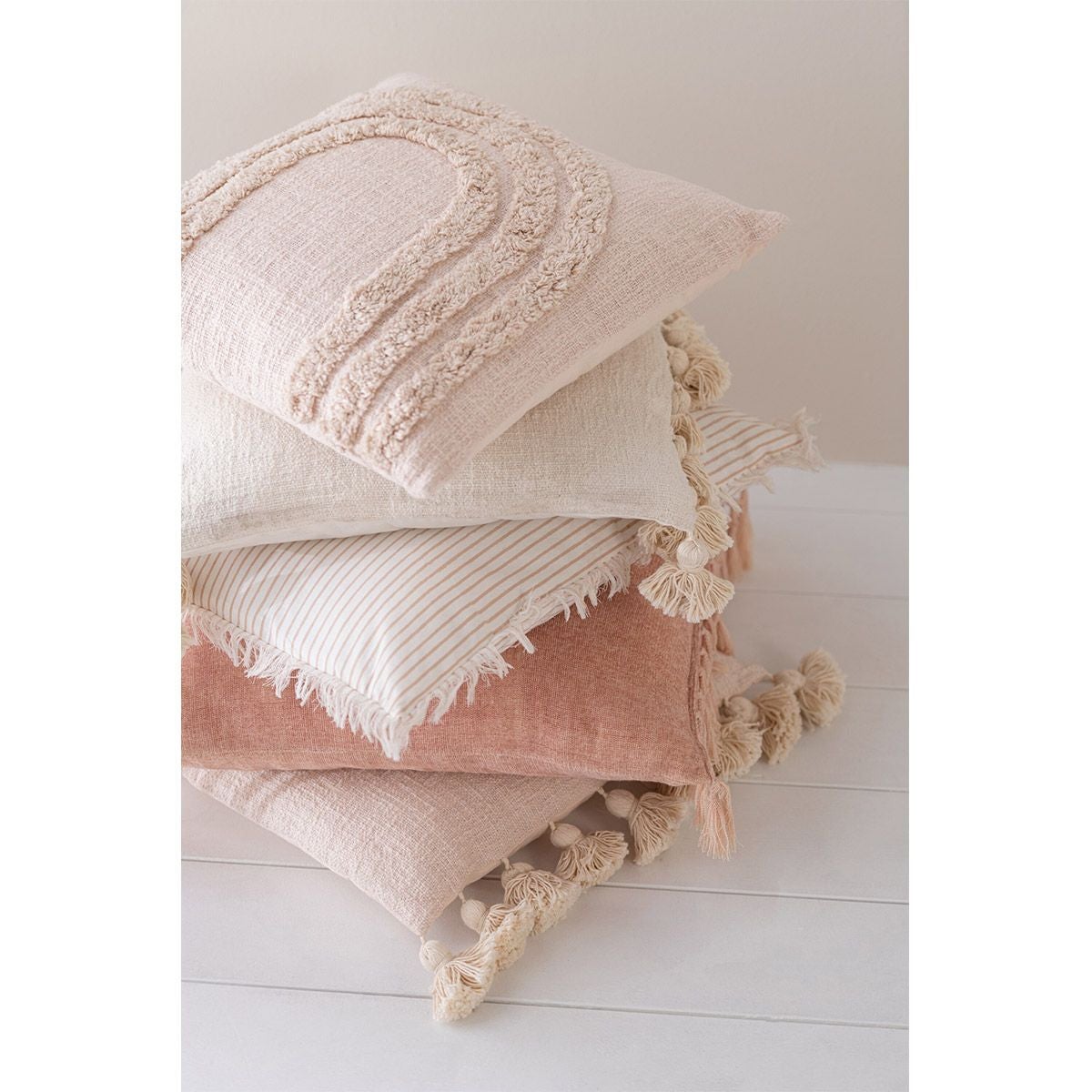 Coussin floches coton beige carre 45x45x10cm - 4