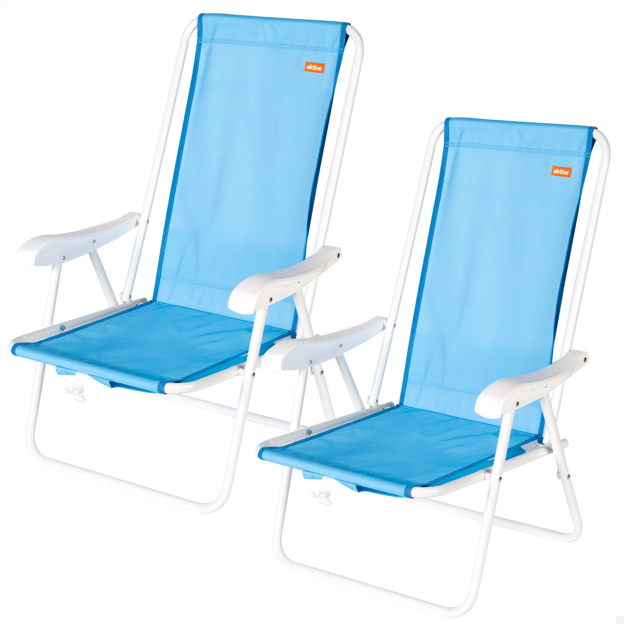 Pack 2 sillas playa medio fijas 44x40x81 cm azul