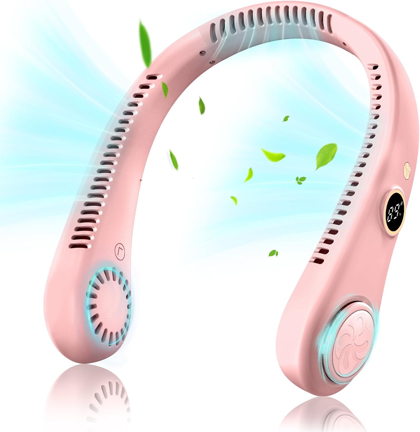 Jsdoin Mini Ventilateur De Cou Portable 5 Vitesses - Batterie Rechargeable USB - Blanc