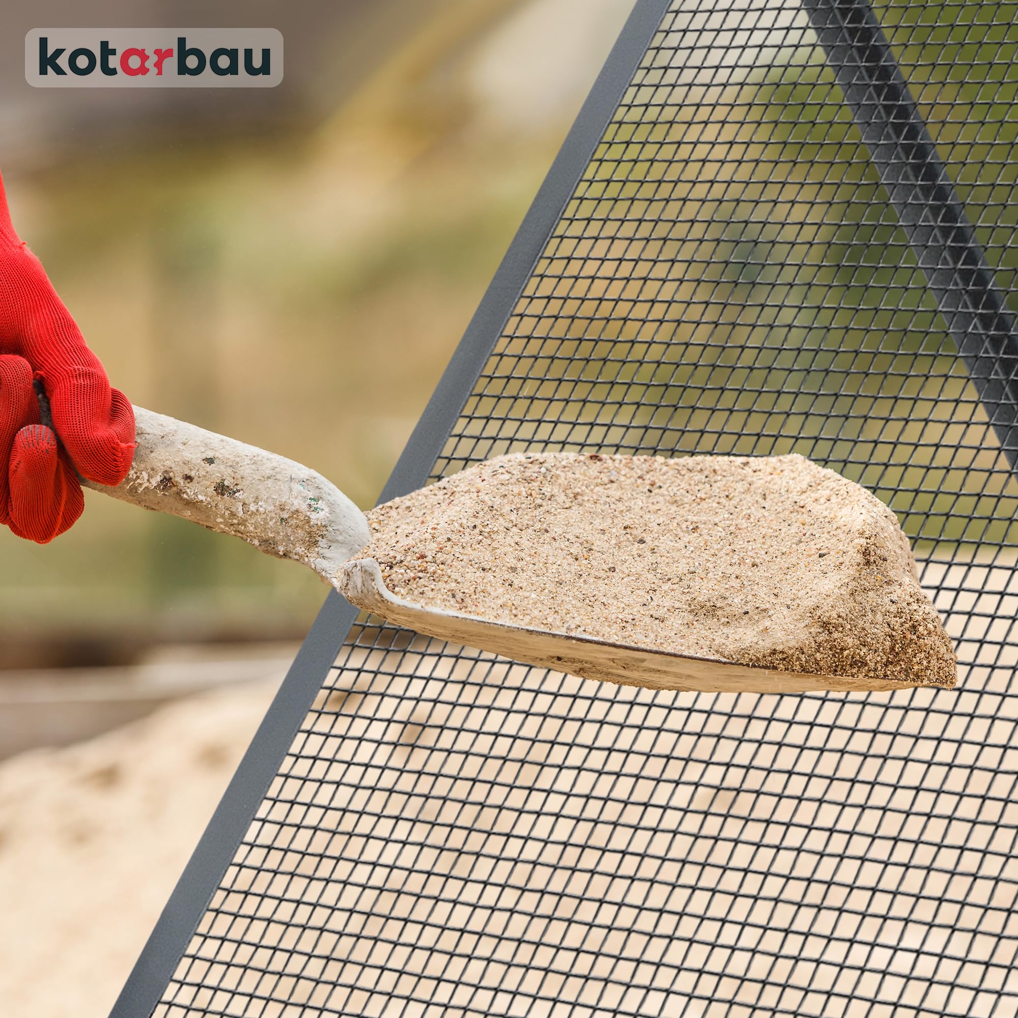 Setaccio da Giardino - 10 x 10 mm - Setaccio Sabbia - Acciaio - 60 x 120 cm - Grigio - per Terriccio - Robusto - Supporto Regolabile - Per KOTARBAU - 2