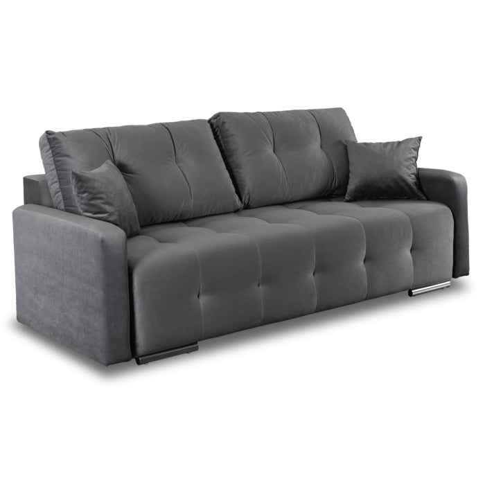Sofa Kanapa Rozkładana z Funkcją Spania Wersalka Dwuosobowa Szara FAVIO