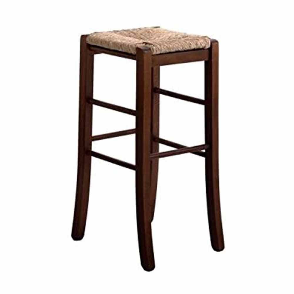 Sgabello In Legno Massello Noce Scuro - Altezza Seduta 67cm, Già Montato, Per Casa O Pub - Foto 11