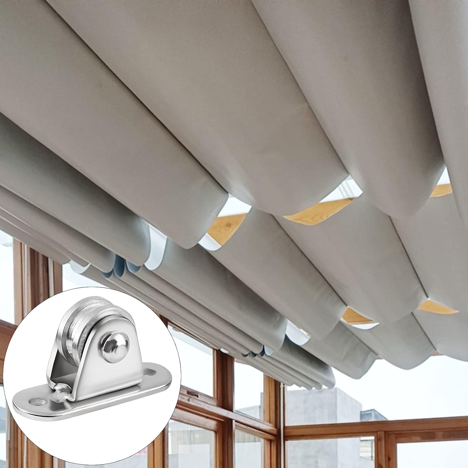 4 pièces Poulie de levage en acier inoxydable avec 2 roulements à billes - poulie de renvoi pour câble de portail à roulette - 8