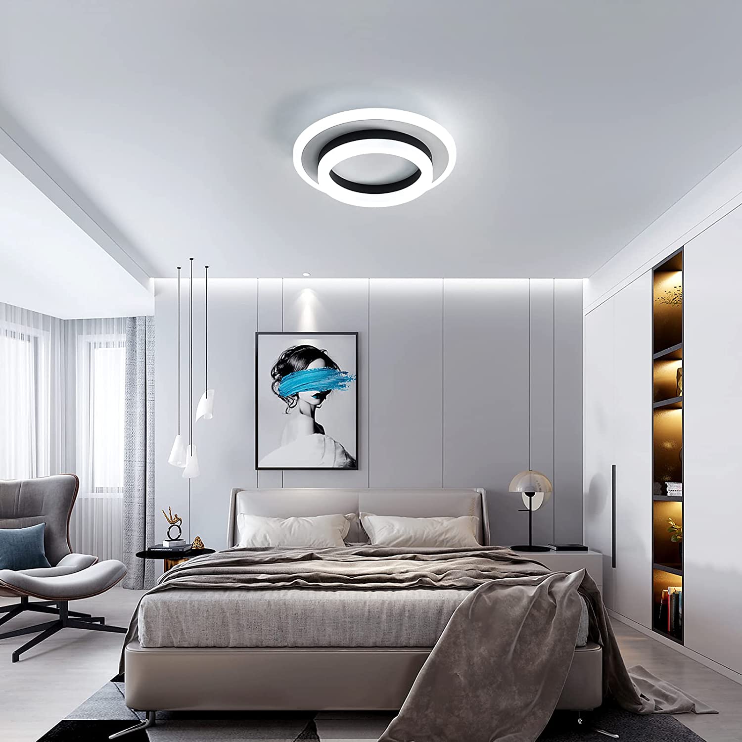 Plafonnier LED Changeur de couleur Lampe à suspension