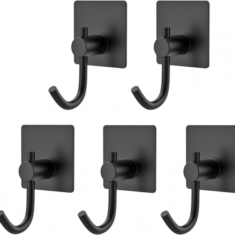 5-częściowe haczyki samoprzylepne, haczyki ścienne ze stali nierdzewnej, wodoodporny samoprzylepny wieszak na ręczniki bez wiercenia (kształt J)