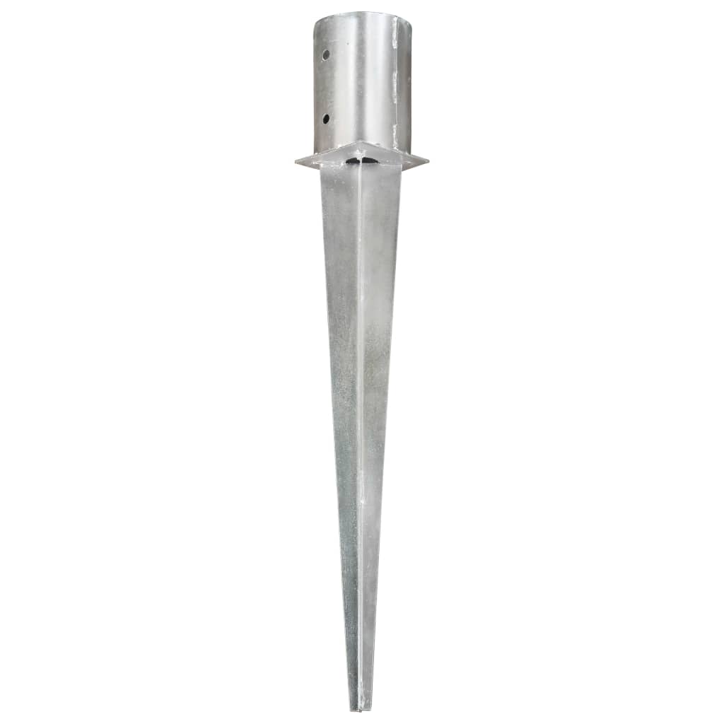 vidaXL Piquets au sol 2 pcs Argenté 10x76 cm Acier galvanisé - 2