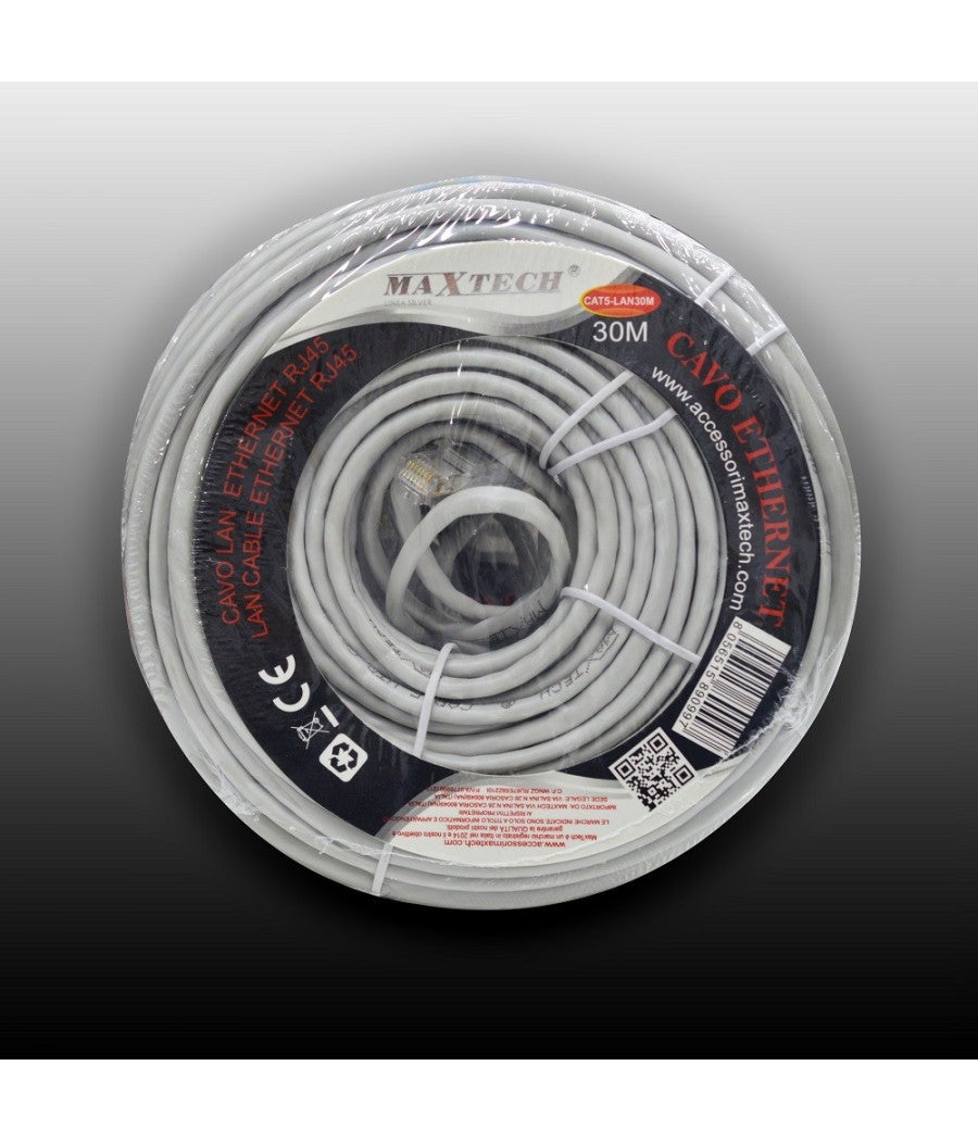 Trade Shop - Cavo Ethernet Di Rete Lan Internet Rj45 Cat5 30mt Modem Filo Maxtech Cat5-lan30m - - 3