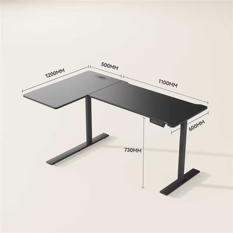 Bureau debout en L avec prises, bureau d’angle électrique réglable en hauteur avec support écran, bureau ergonomique maison pour travail et gaming - 9