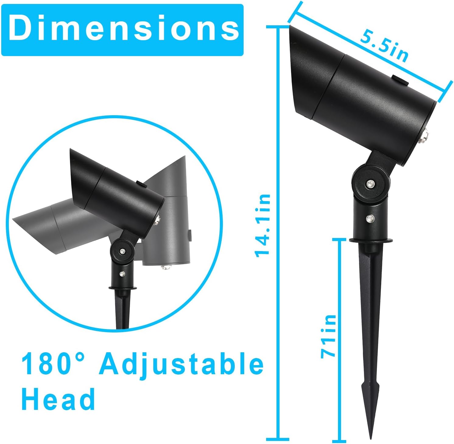 Projecteur LED de jardin avec piquet 18W 60º IP65 3000K Finition noire - 3