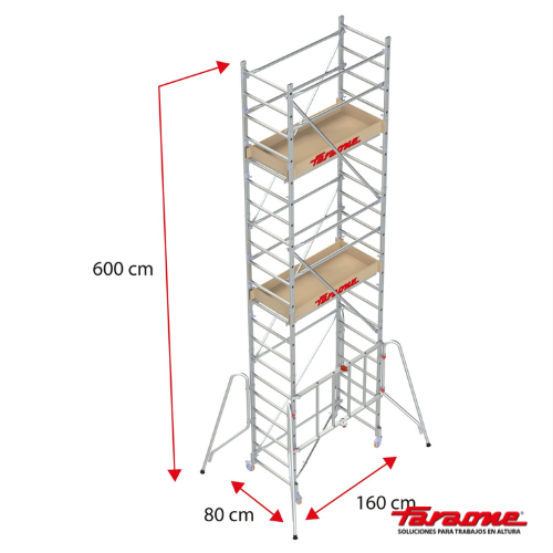 Andamio aluminio faraone rapido 160, 80×160, altura de trabajo 7.00 m.