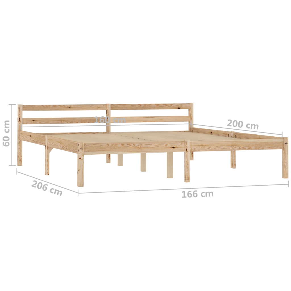 Cadre de lit sans matelas bois massif de pin 160 x 200 cm - 7
