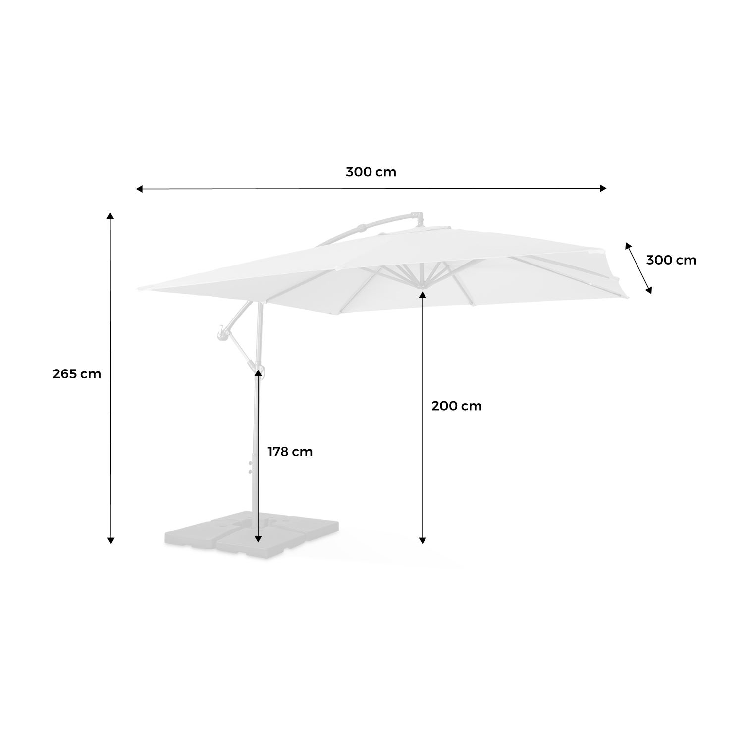 Parasol déporté carré 3x3m - Hardelot 3x3m - Beige - Manivelle anti-retour | Toile déperlante | Facile à utiliser - 7
