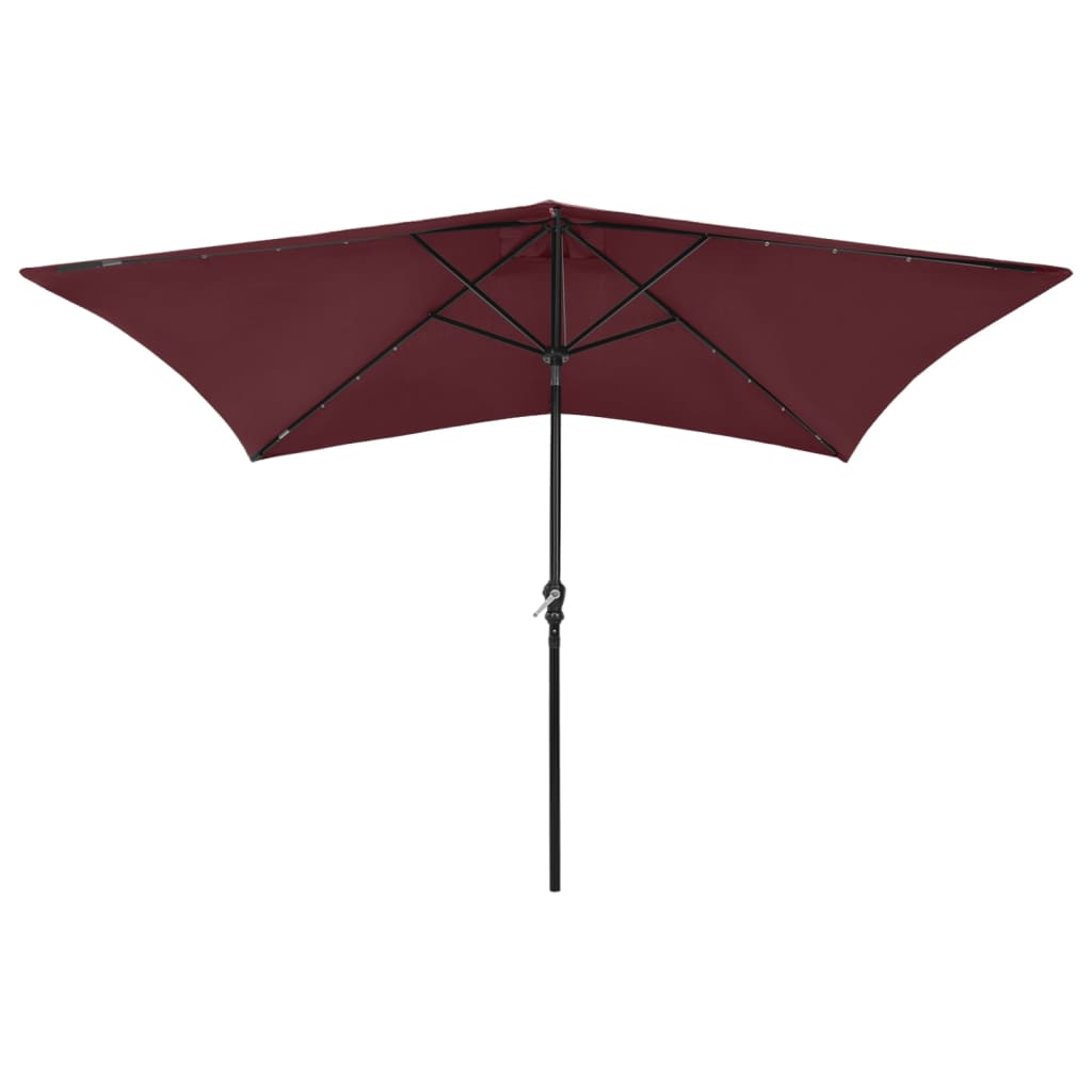 Parasol avec LED et mât en acier Rouge bordeaux 2x3 m - 4