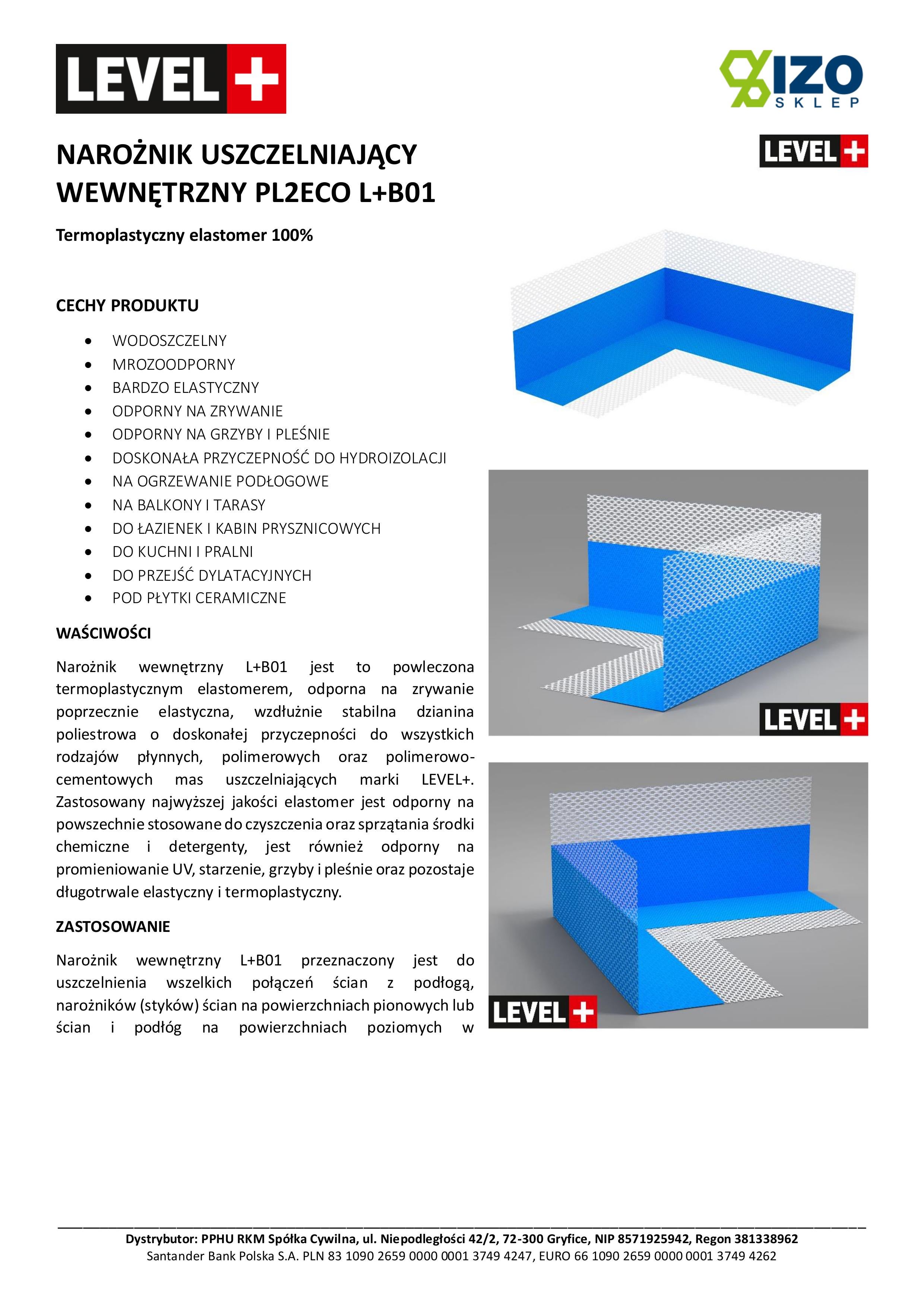 Coin étanche intérieur, Coin intérieur, Etanchéité d'angle LEVEL+ B01 - 1 pc. - 5