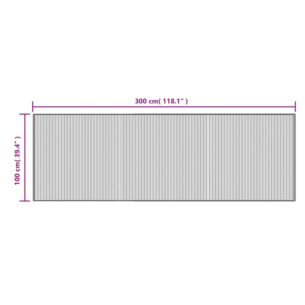 Tapis rectangulaire marron 100x300 bambou - 8