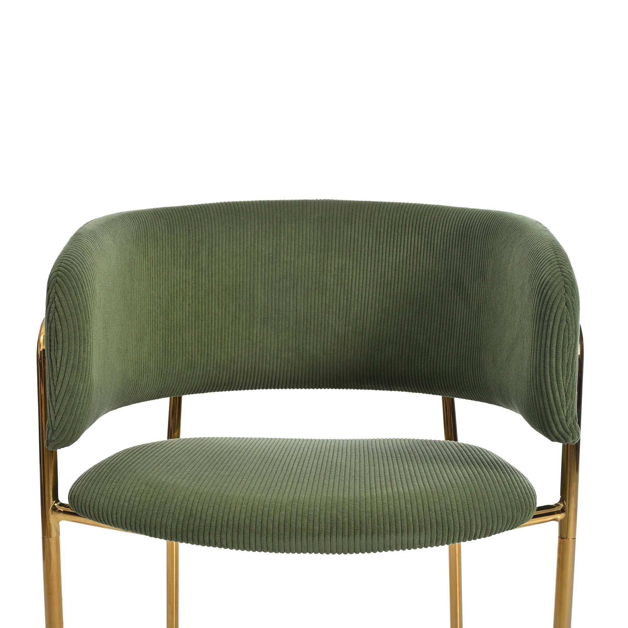 Lot de 2 chaises de salle à manger avec accoudoirs - 55 x 55 x 80 cm - Velours côtelé et pièds en métal doré - Vert - 9
