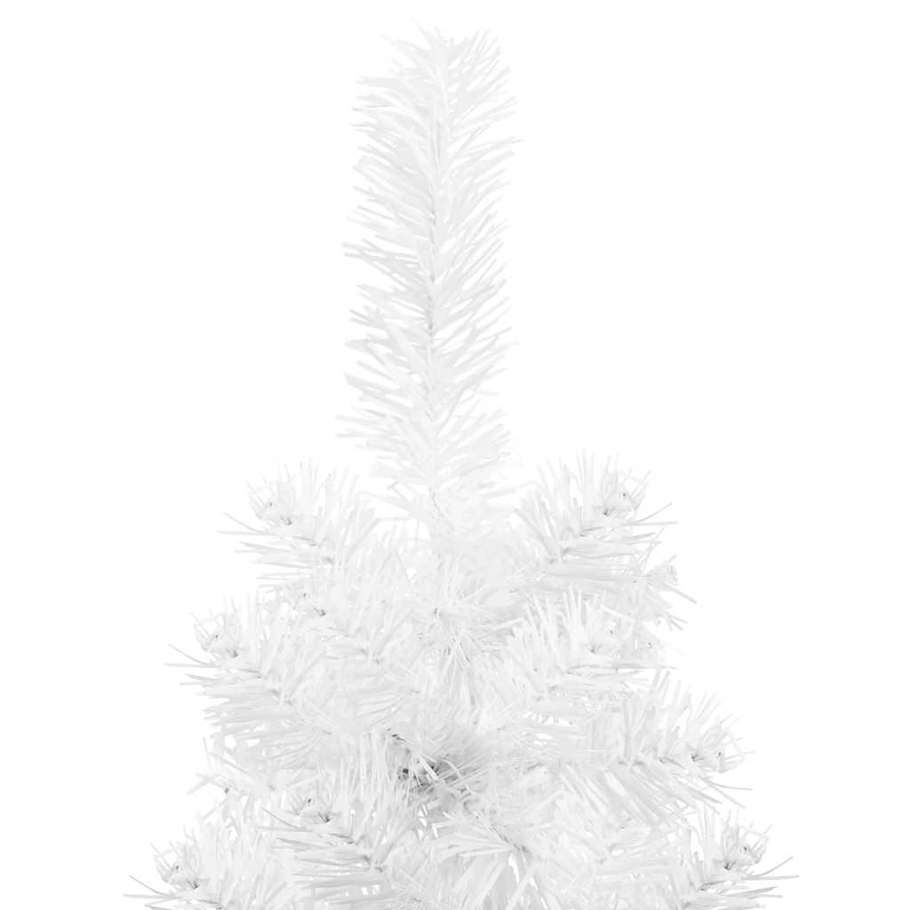Meia árvore de Natal artificial com suporte branco 210 cm - COMFORTXL - 5