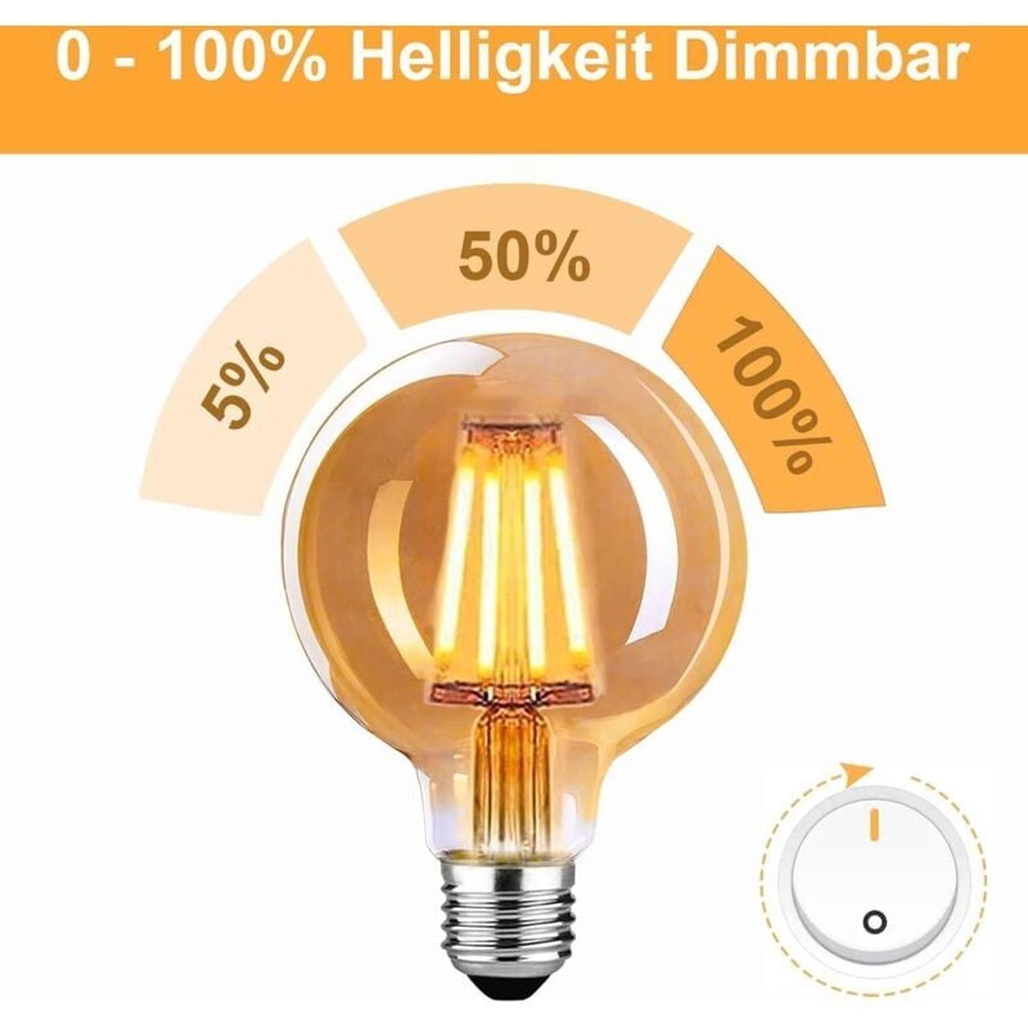 Ampoule LED E27 Vintage, Ampoule E27 Vintage Dimmable 4W G80,Ampoule Vintage E27 Blanc Chaud 2700K, Lampe de Table, Applique - 4 paquets - 5