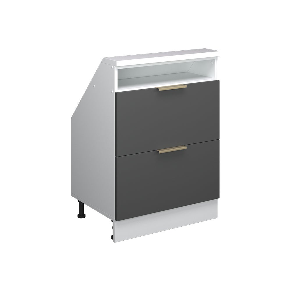 Vicco Szafka kuchenna na dach skośny R-Line, Antracytowo-złoto-biały, 60 cm z 2 szufladami