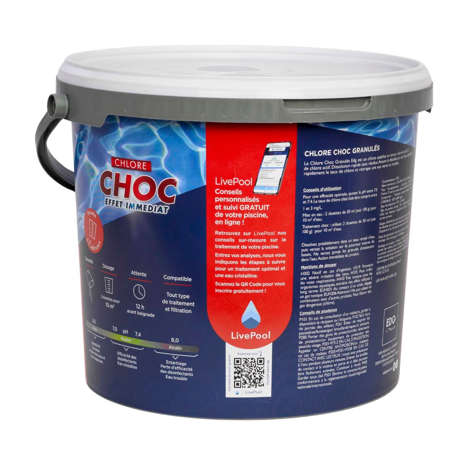 Chlore Choc Piscine - Granulés - Seau 5 kg - Chlore Rapide Effet Immediat - Edg - 3