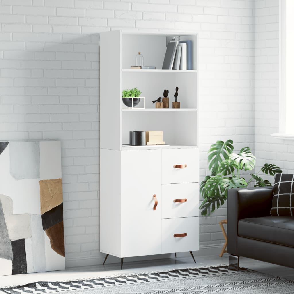 Buffet haut Blanc 69,5x34x180 Bois d'ingénierie - 2