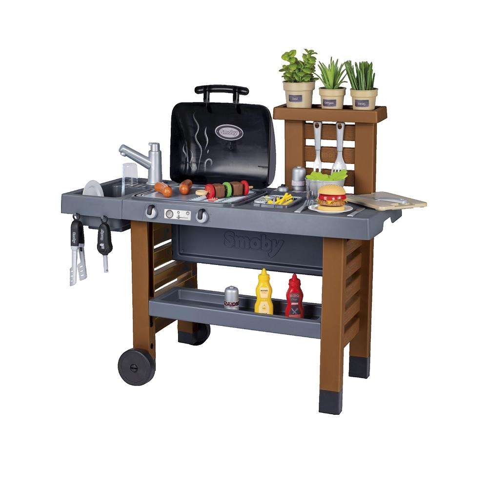 Smoby , Garden Kitchen, Cocina Exterior Evolutiva, Parrilla Con Llamas Mágicas Retráctiles, 40 Accesorios , Leroy Merlin