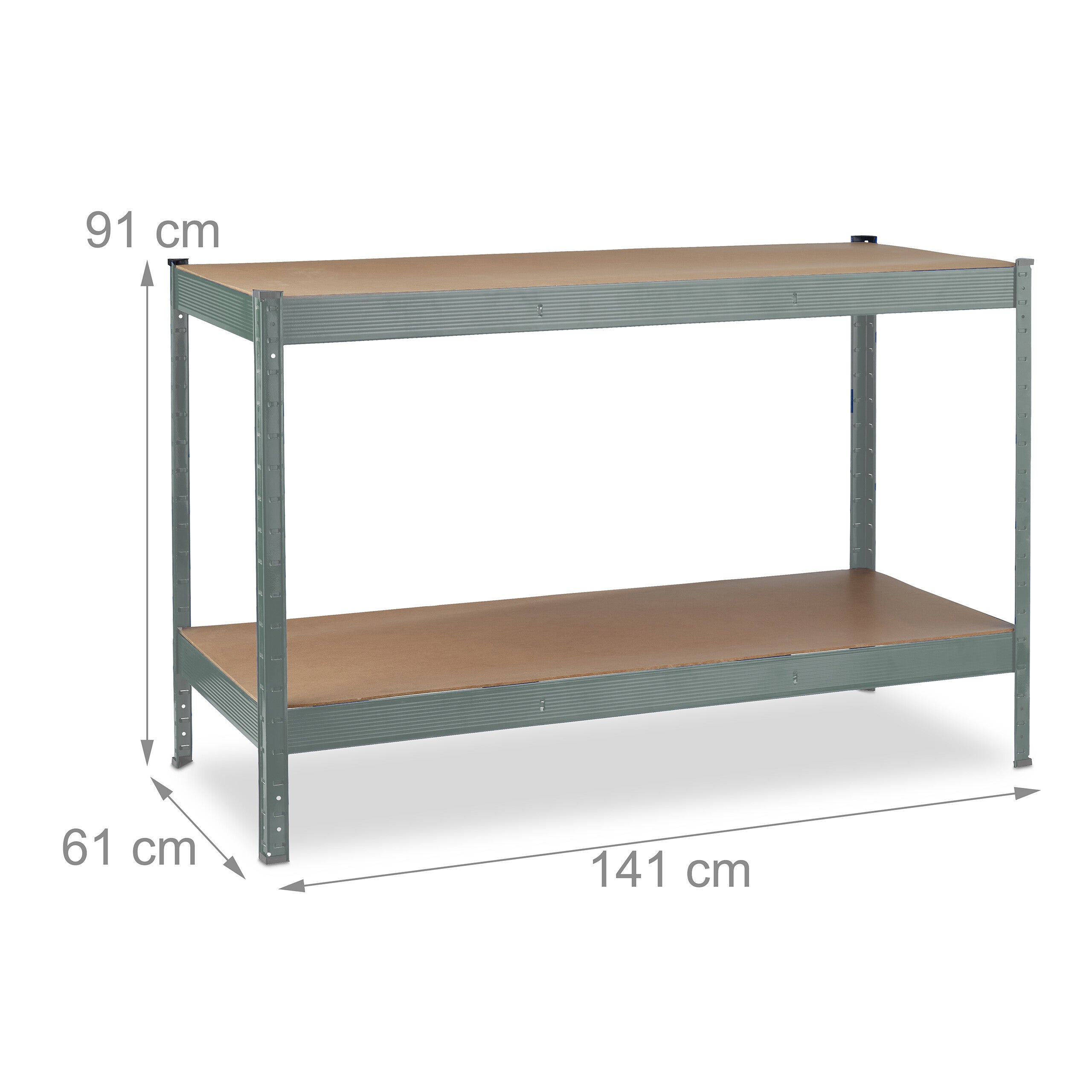 Bancada de trabalho, 600 kg, mesa, HBT: 91x141x61 cm, 2 níveis ajustáveis, bancada em aço e MDF, antracite, Relaxdays - 4