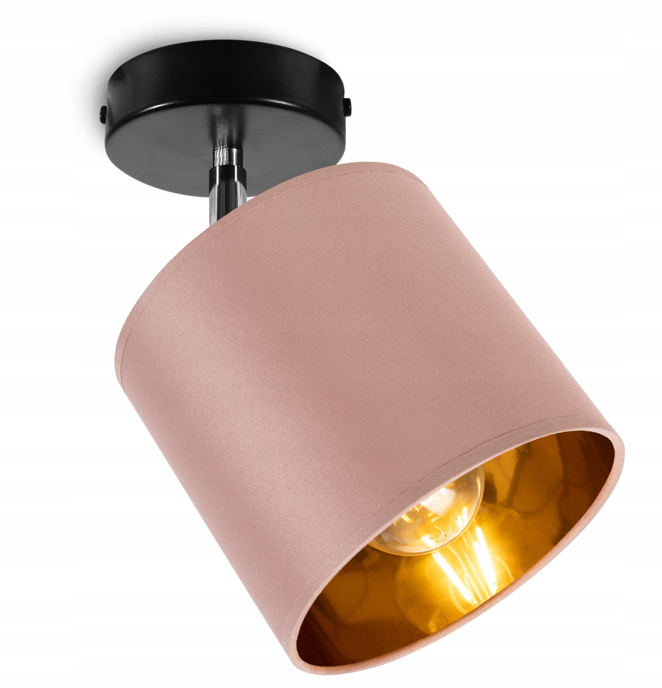 Lampa kinkiet ścienny Gama elegance 1xE27 klosz walec złoto/różowy Light Home LH
