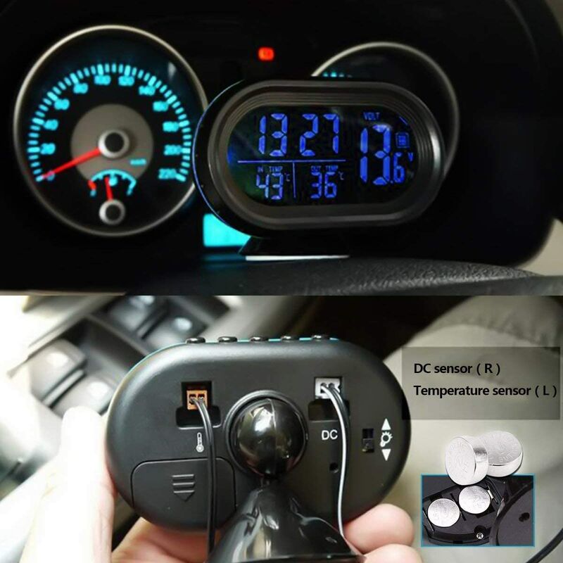 Thermomètre électronique multifonction 12 V avec écran LCD et alarme pour voiture - 3