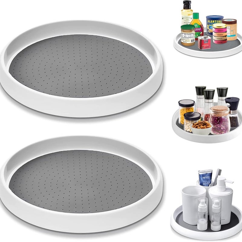 2 x 360° obrotowe tace do przechowywania, obrotowy stojak na przyprawy kuchenne, butelki, lodówka, szafka, 30 cm