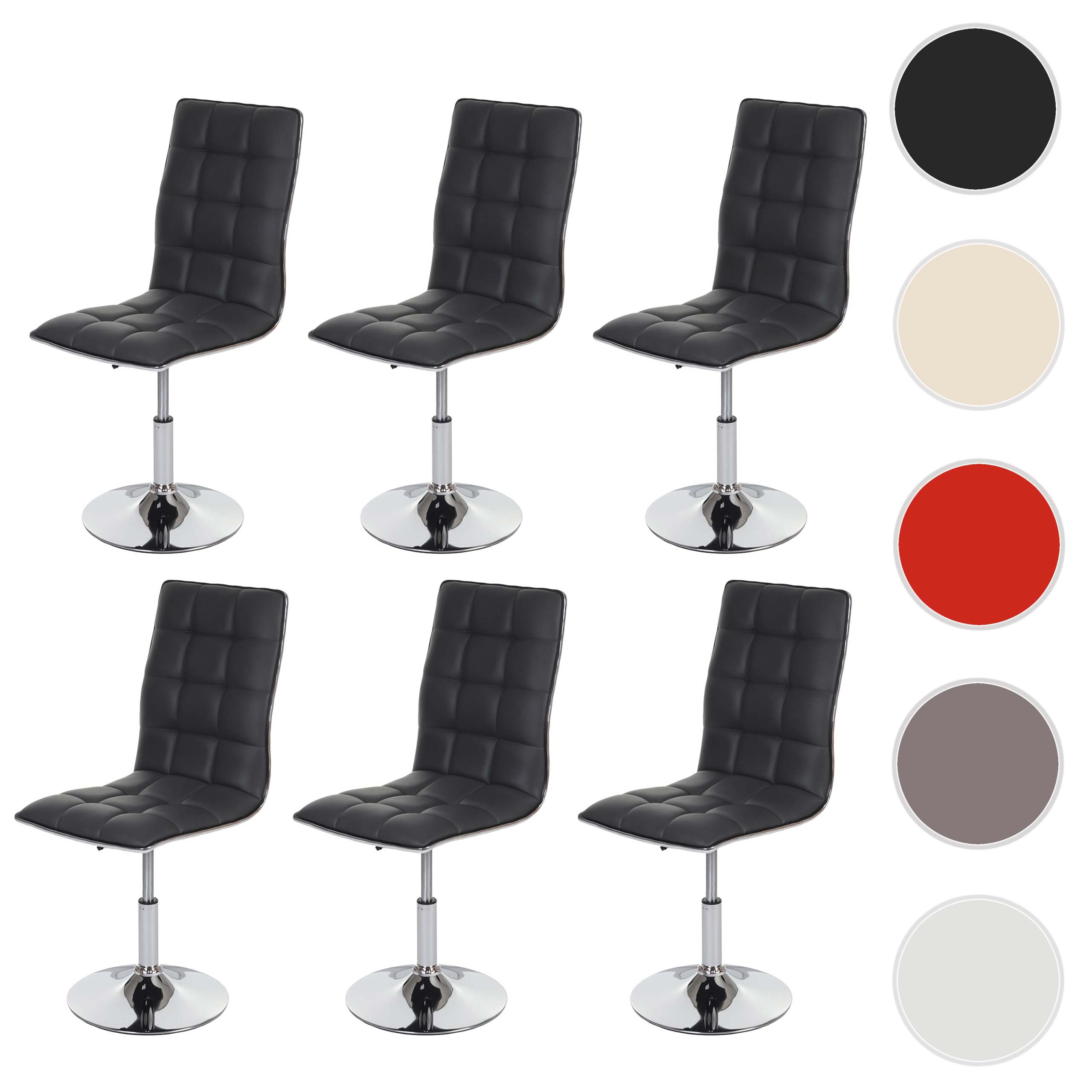 Juego de 6 sillas de comedor HWC-C41, silla de cocina, giratoria regulable en altura, polipiel certificada MVG ~ gris - 9