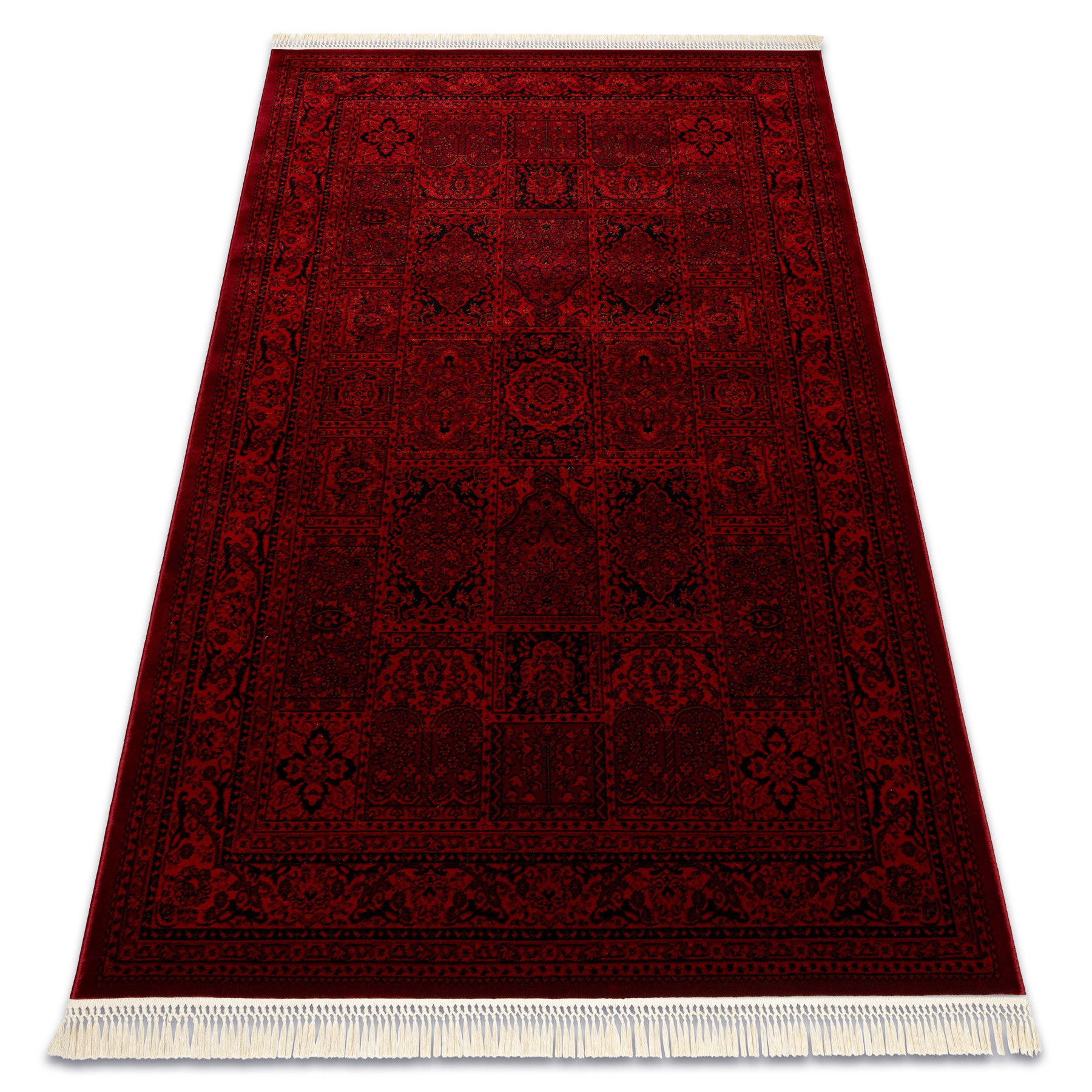 Dywan ORIENT 5365 bordo / czarny Ramka, orientalny, z frędzlami 150x230 cm