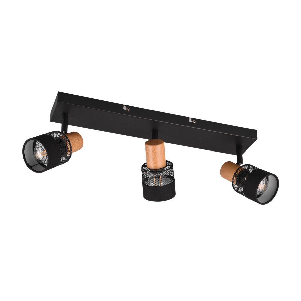Reflektor sufitowy spot natynkowy Nandini listwa czarny-jasne drewno 3xE14x10W wym: 17 x 8,5 x 58,5 cm metal Trio