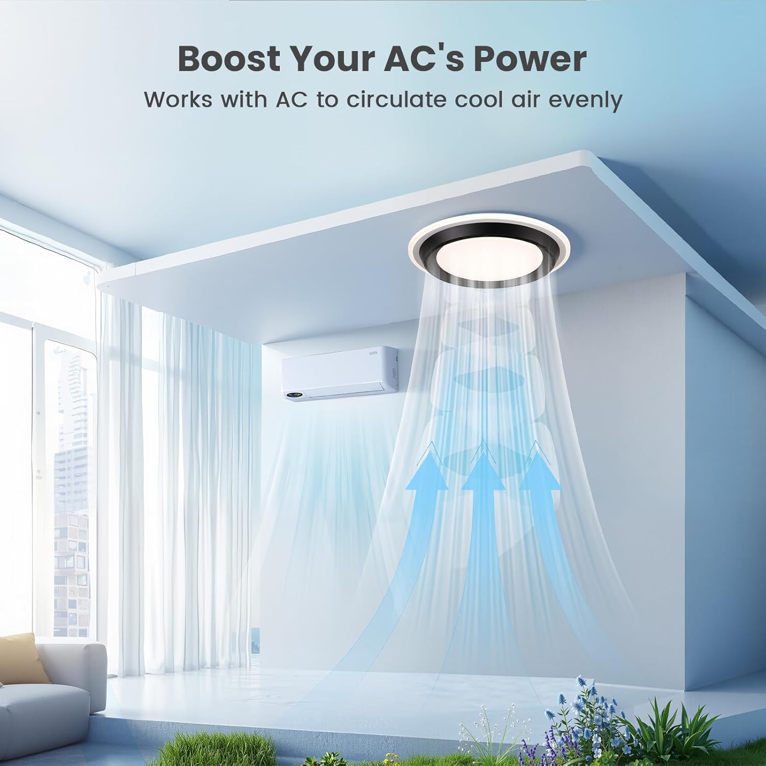 Ventilateur de plafond sans pales, profil bas et avec éclairage — 19,7 pouces, fonctionnement silencieux (20 dB), avec télécommande - 7