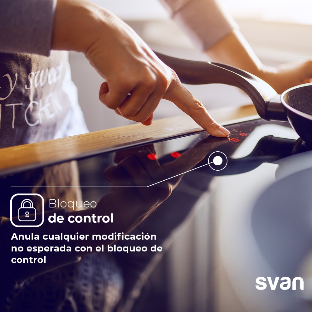 Placa de Vitrocerámica Svan, SV3601, Potencia máx, 6200 W, 3 Zonas de Cocción, 9 Niveles de Cocción, Control Táctil - 4