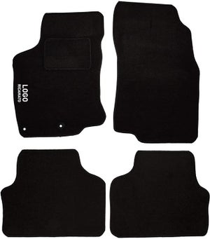 Set 4 Tappetini Tappeti Auto Universali Sportivi Neri Gomma Effetto Metallo