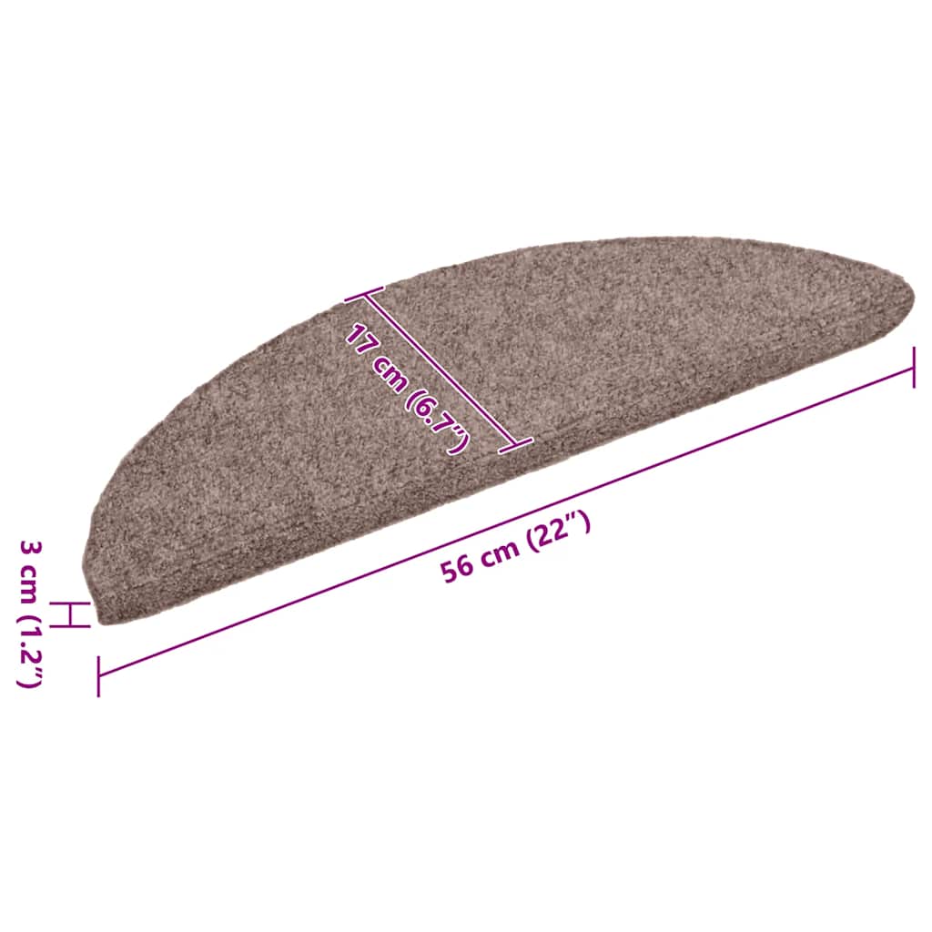 vidaXL Tapis d'escalier auto-adhésifs 20 pièces 56 x 17 x 3 cm Marron clair Demi-rond - 8