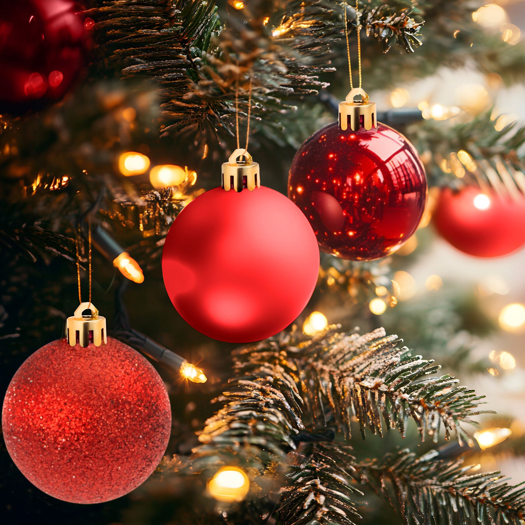 TECTAKE Bolas de Natal Conjunto de 24 em vermelho - 3