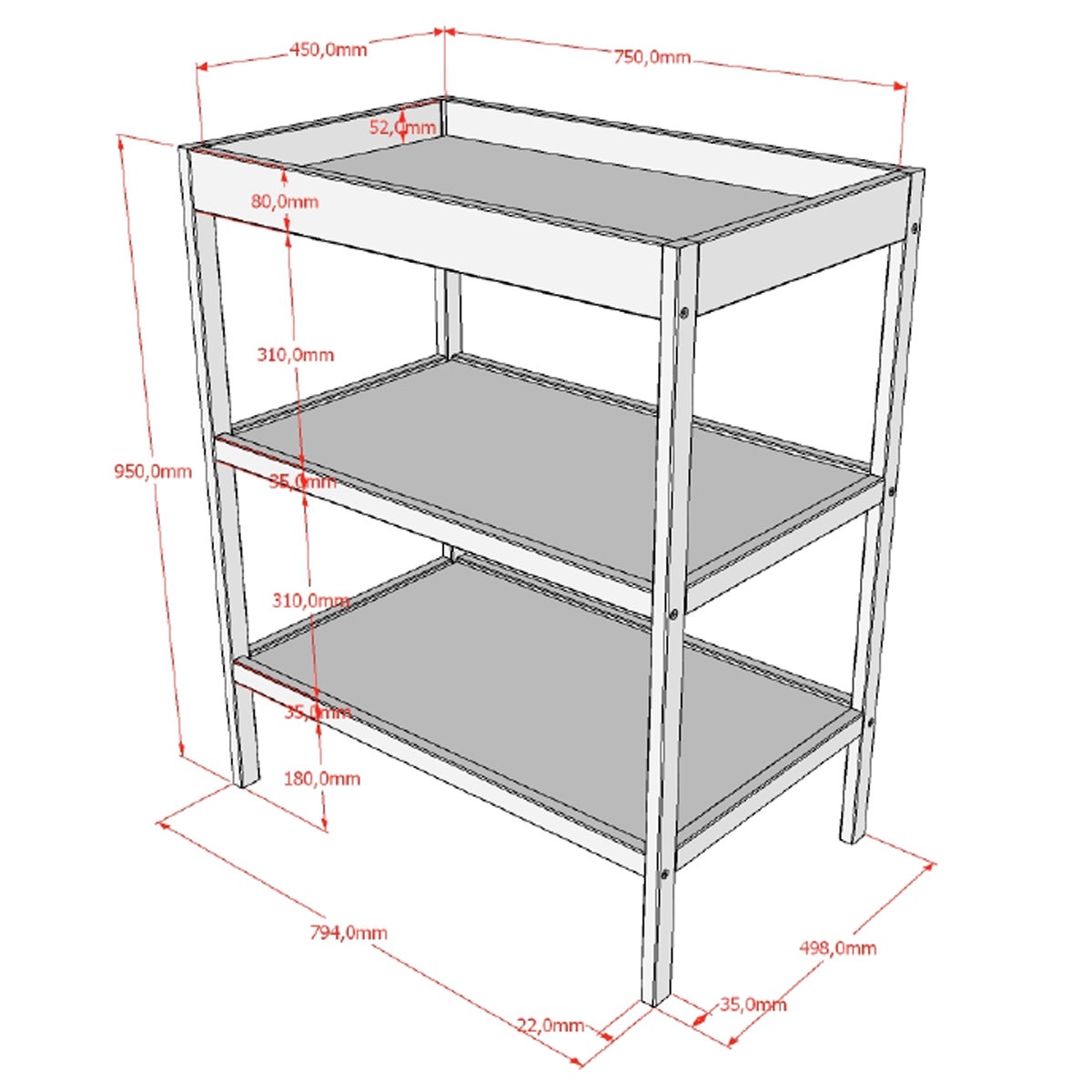 Vipack Meryl Letto trasformabile 70x140 e fasciatoio Antracite - 5