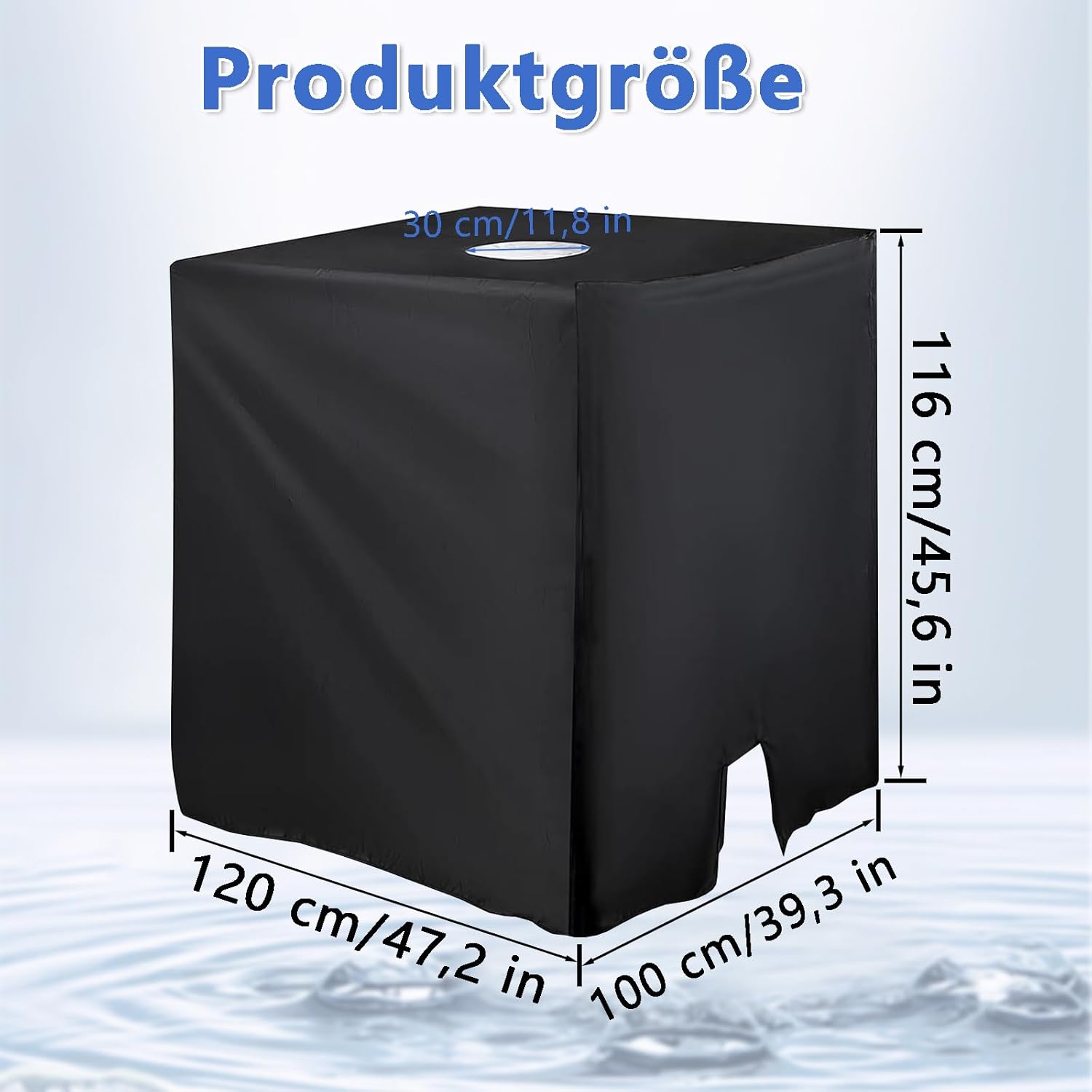 Pokrowiec ochronny UV do zbiornika na wodę IBC 1000 l – 120 x 100 x 116 cm – odpowiedni do zewnętrznych zbiorników na deszczówkę – czarny - 2