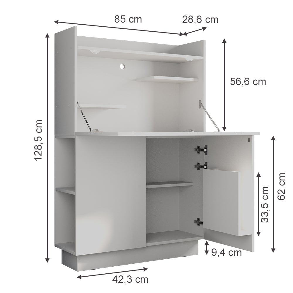 Vicco Secrétaire bureau Alena, Blanc, 85x27cm - 2