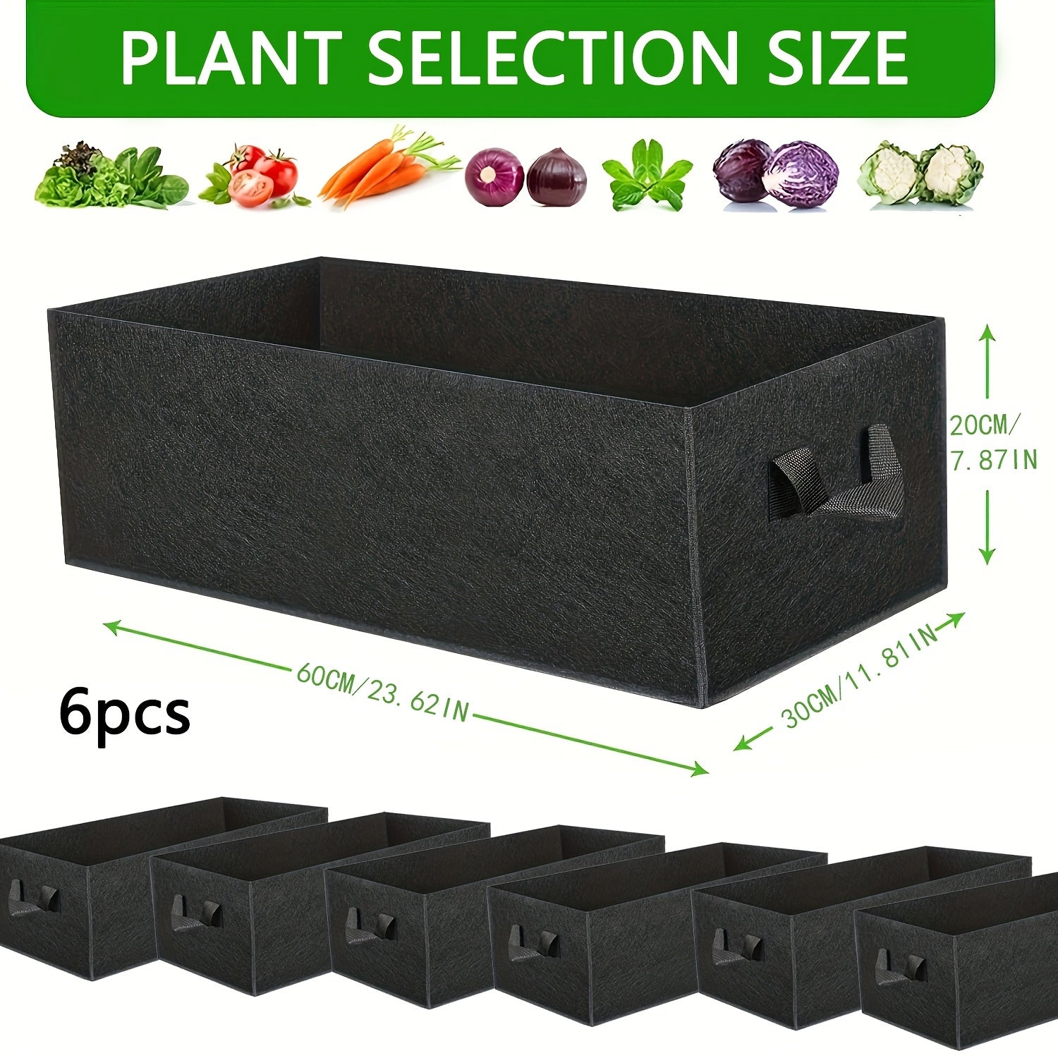 Lot de 6 sacs de plantation carrés pour pommes de terre, contrôle des racines, en tissu, outil de jardinage, pour balcon, maison, jardin - 3
