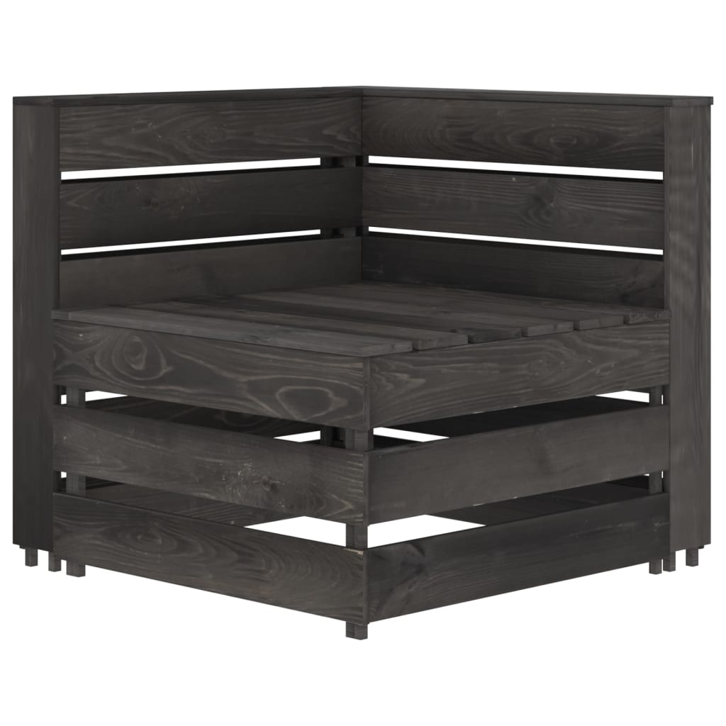 Salon de jardin 4 pcs Bois de pin imprégné de gris - 5