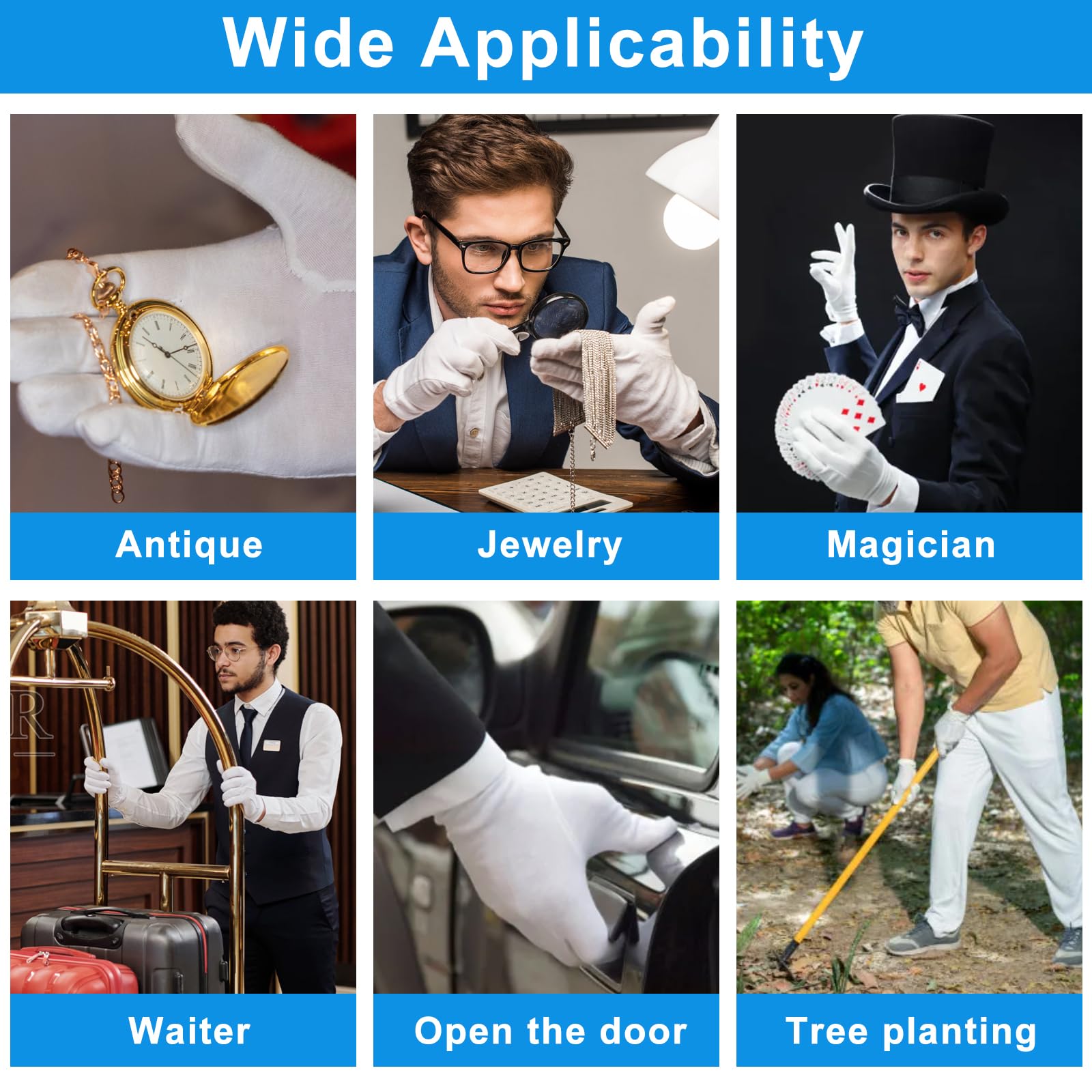 Lot de 12 Paires de Gants Hydratants en Coton Blanc pour la Nuit et le Coucher,Qualité Supérieure,Anti-eczéma,Pour Peau Sensible et irritée - 5