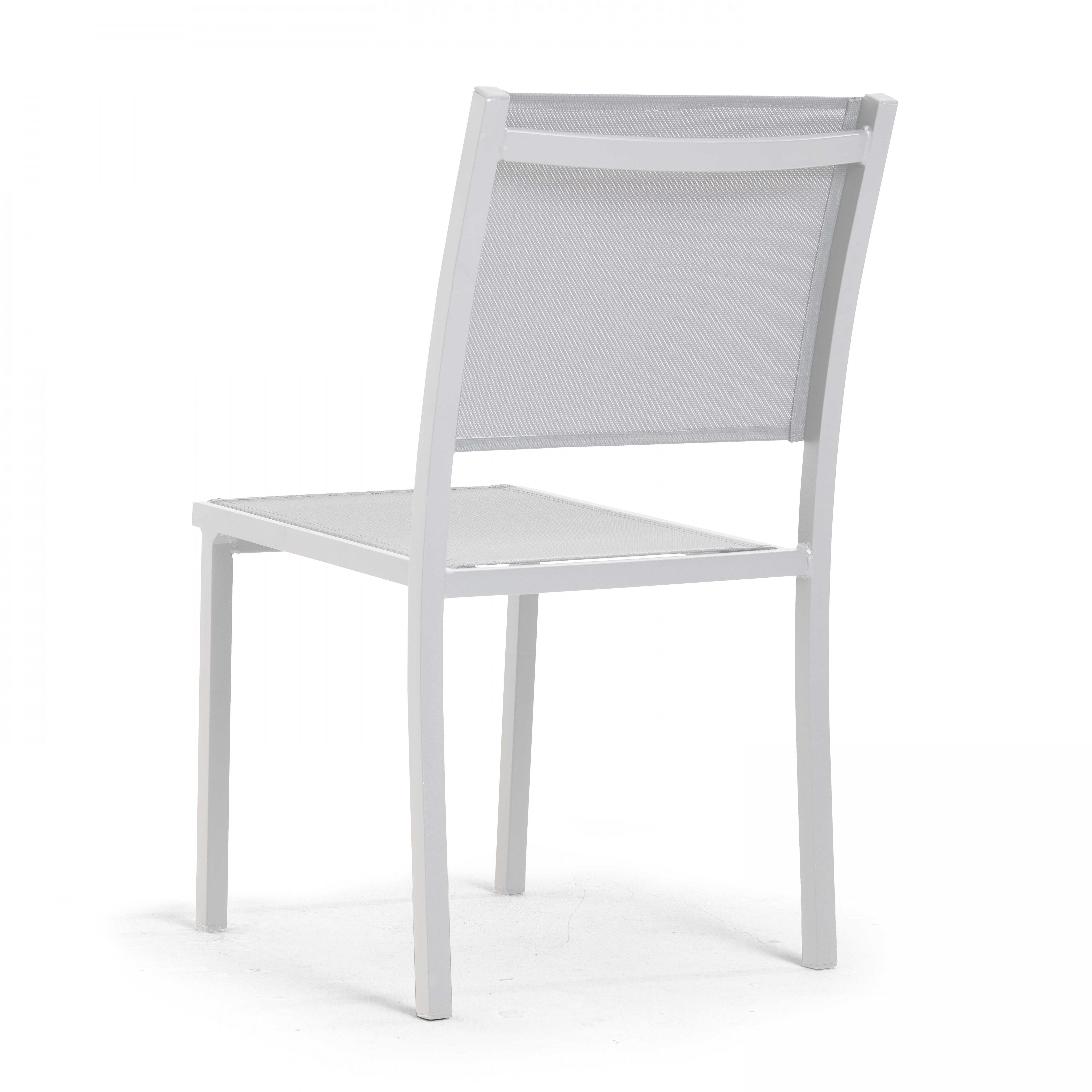 Lot de 2 chaises de jardin aluminium et textilène blanc - 5