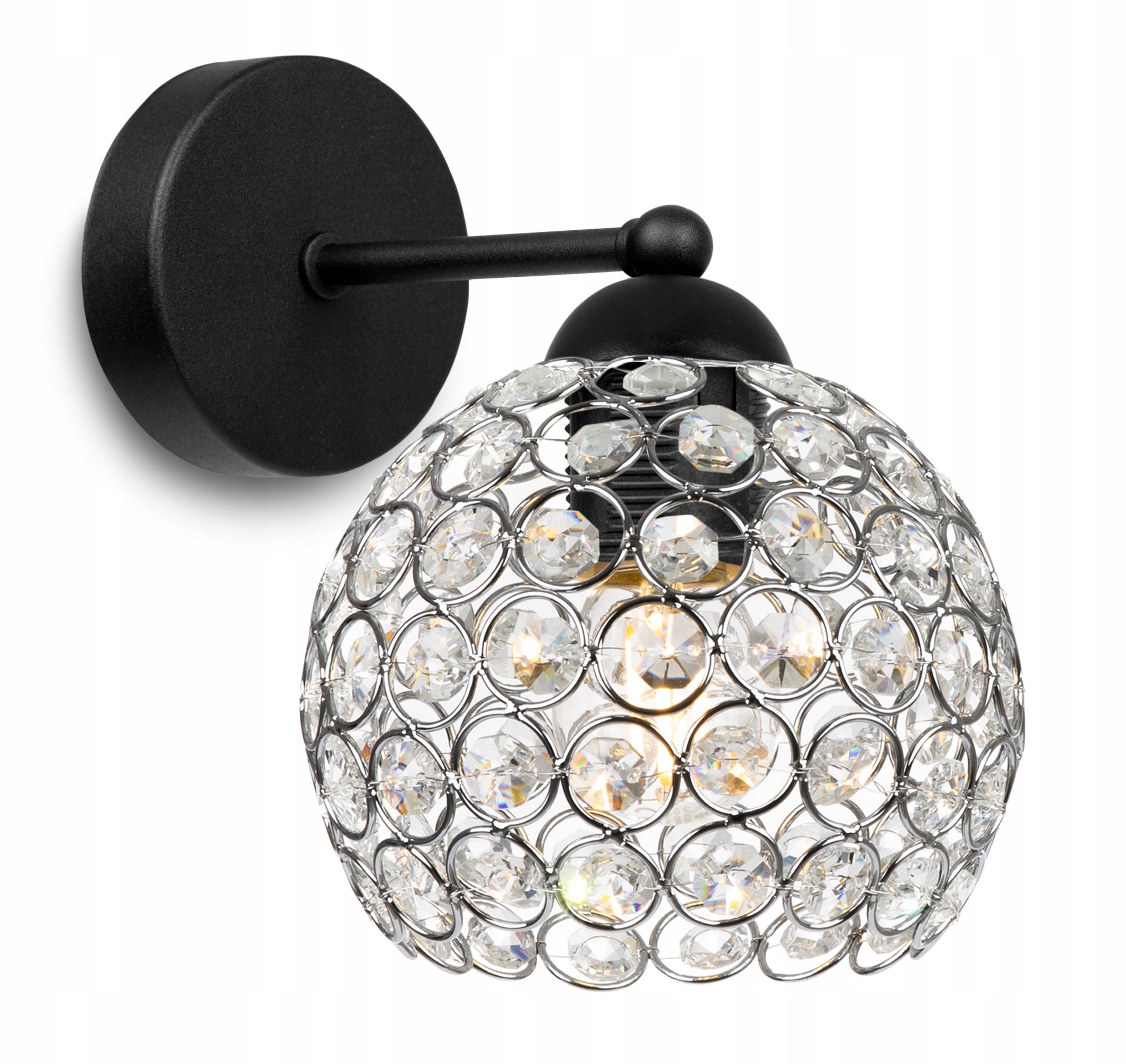 Lampa kinkiet ścienny Crystal boho 1xE27 klosz kula kryształowa transparentna Light Home LH