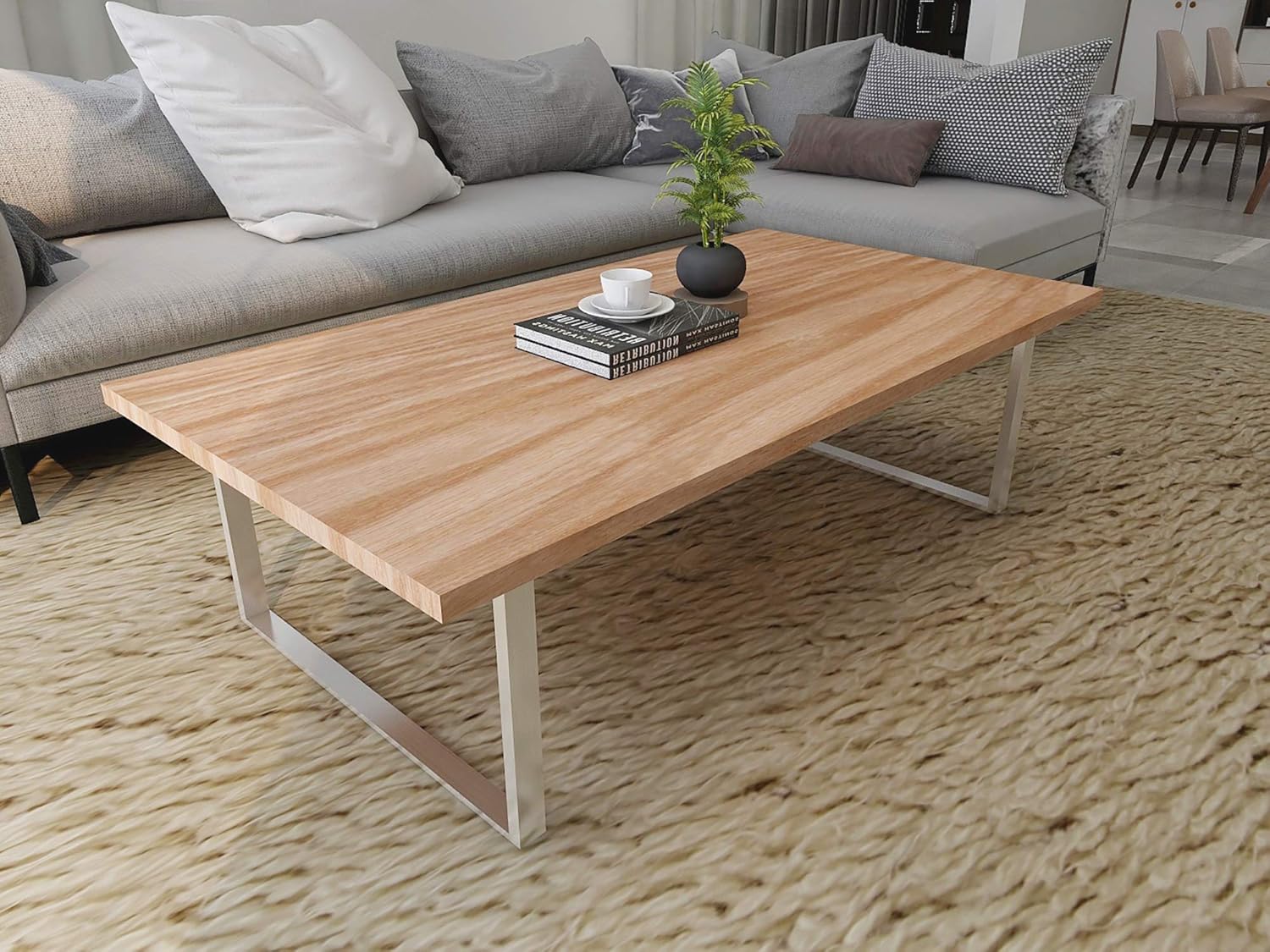 Montixx® 2X (1 para) kwadratowy stolik kawowy i prowadnice do stolika podstawa stolika szer. 70 cm x wys. 40 cm stal nierdzewna - 4