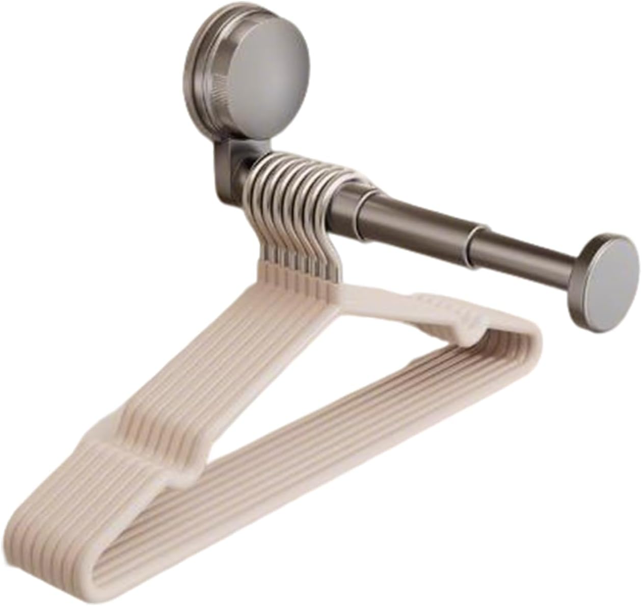 Wysuwana, oszczędzająca miejsce, montowana na ścianie suszarka na ubrania, odpowiednia do łazienek, balkonów i pralni, w kolorze szarym.