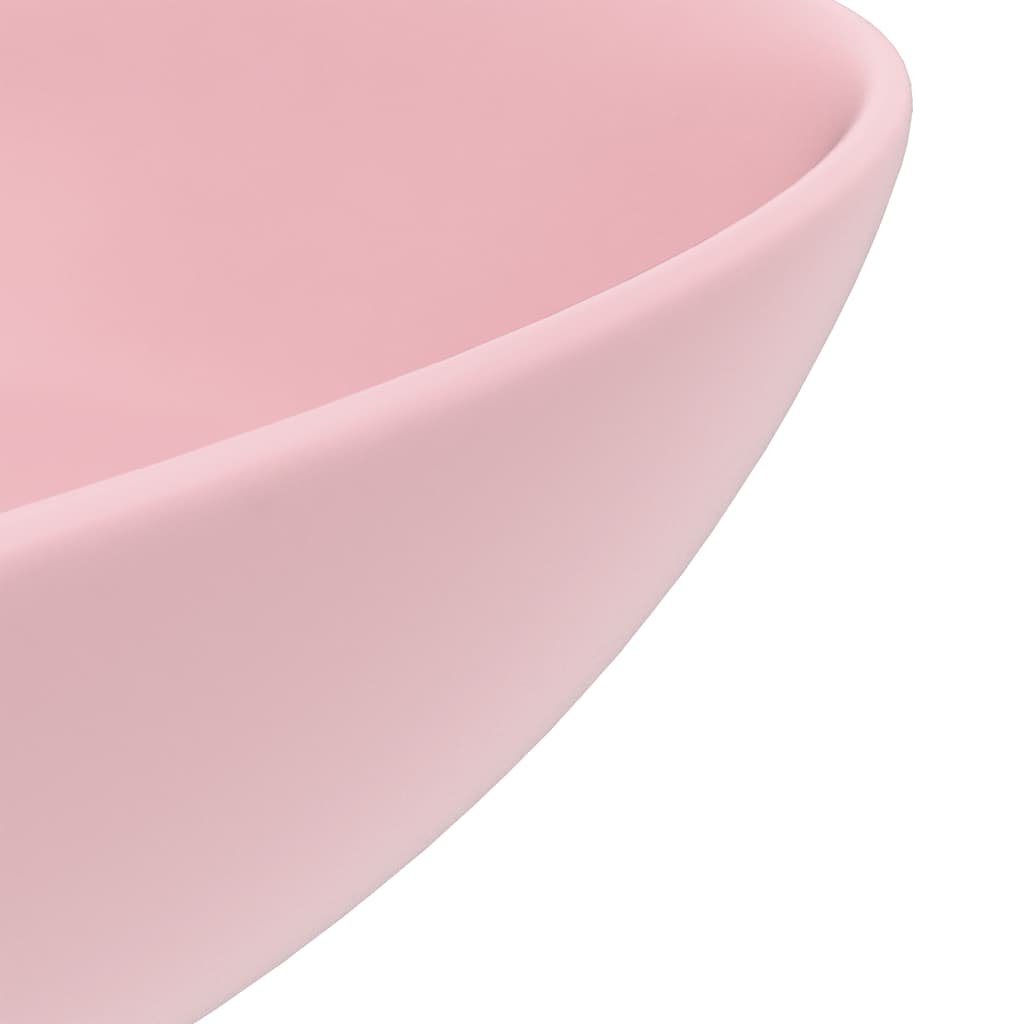 Maison Exclusive - Lavandino da Bagno in Ceramica Rosa Opaco Rotondo - 5