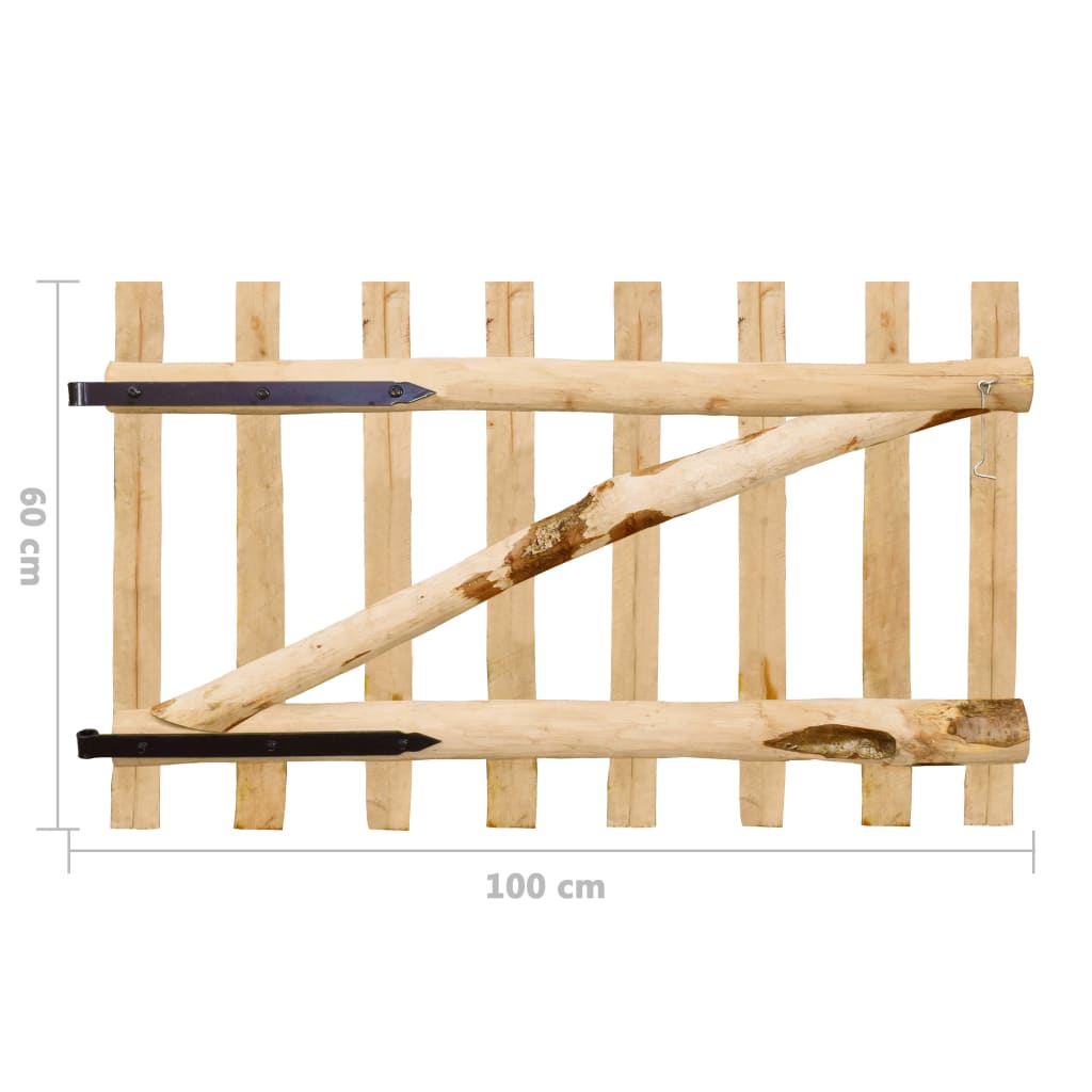 vidaXL Cancello Singolo per Recinzione in Legno di Nocciolo 100x60 cm - 6